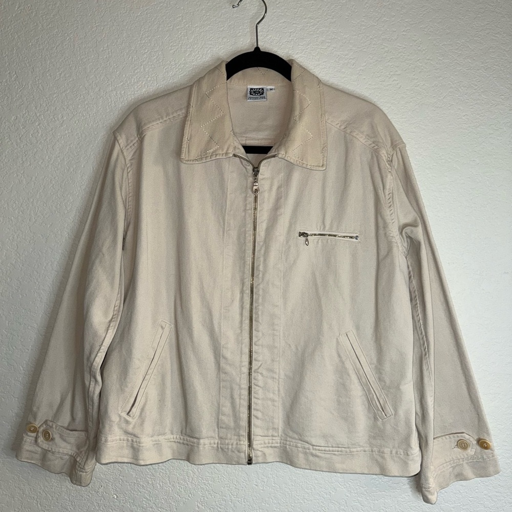 JOHNNY WAS COLLECTION Workman Denim Tencel Cotton Collard Zip Jacket VINTAGE Y2K